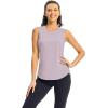 imageTBMPOY Womens Workout Tank Tops High Crew Neck Racerback Lightweight Muscle Dry Fit Tennis Sleeveless Athletic Running YogaLight Purple