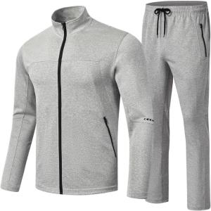 imageTBMPOY Mens Tracksuits Sweatsuits for Men Sweat Track Suits 2 Piece Casual Athletic Jogging Outfits Full Zip Sets04 Light Grey
