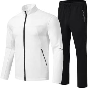 imageTBMPOY Mens Tracksuits Sweatsuits for Men Sweat Track Suits 2 Piece Casual Athletic Jogging Outfits Full Zip Sets04 White