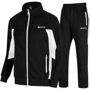 imageTBMPOY Mens Tracksuits Sweatsuits for Men Sweat Track Suits 2 Piece Casual Athletic Jogging Warm Up Full Zip Sets03 Blackwhite