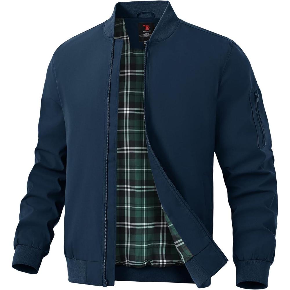 imageTBMPOY Mens Lightweight Jackets Light Windbreaker Full Zip Casual Work Jacket Golf Business Fall Track Coat with PocketsNavy Blue03 Style