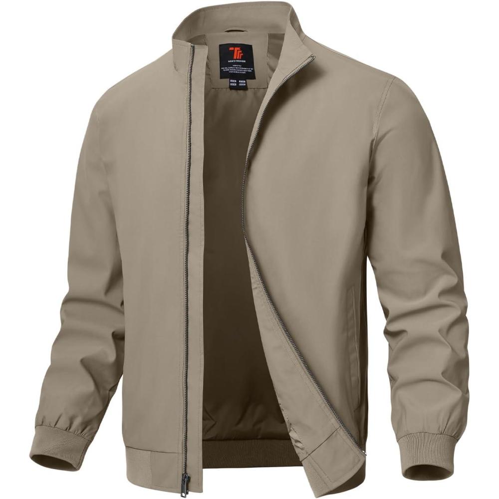 imageTBMPOY Mens Lightweight Jackets Light Windbreaker Full Zip Casual Work Jacket Golf Business Fall Track Coat with PocketsYellow02 Style