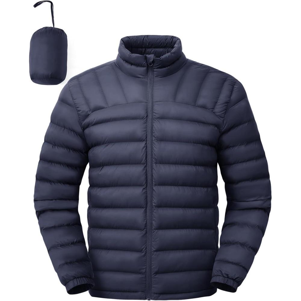 imageTBMPOY Mens Lightweight Packable Puffer Winter Jackets Puffy WaterResistant Bubble Insulated Coat for Travel Ski HikingNavy