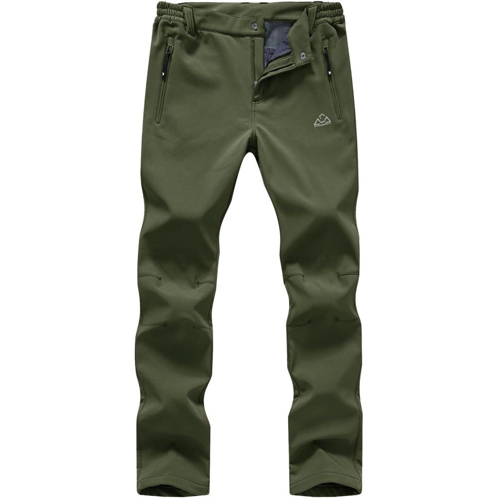 imageTBMPOY Womens Ski Snow Pants Waterproof Windproof Fleece Lined Warm Hiking Insulated Softshell Cargo Pant 4 PocketsArmy Green