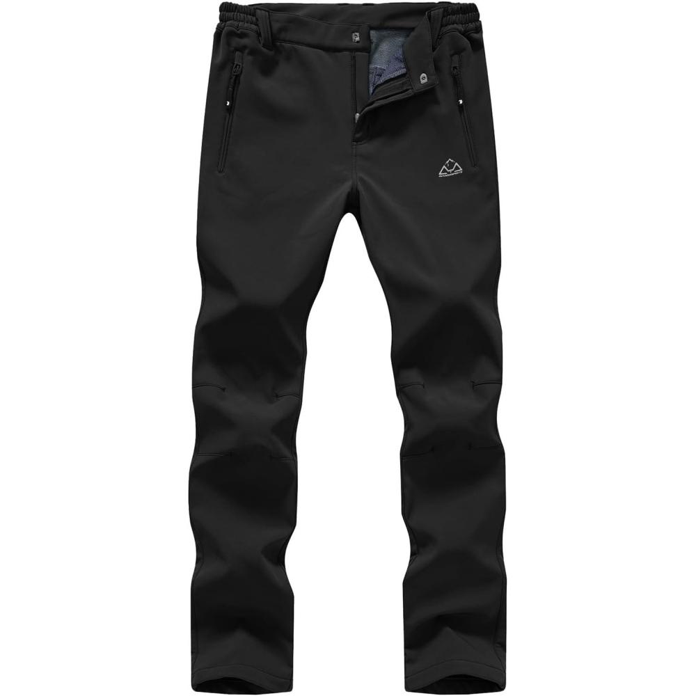 imageTBMPOY Womens Ski Snow Pants Waterproof Windproof Fleece Lined Warm Hiking Insulated Softshell Cargo Pant 4 PocketsBlack