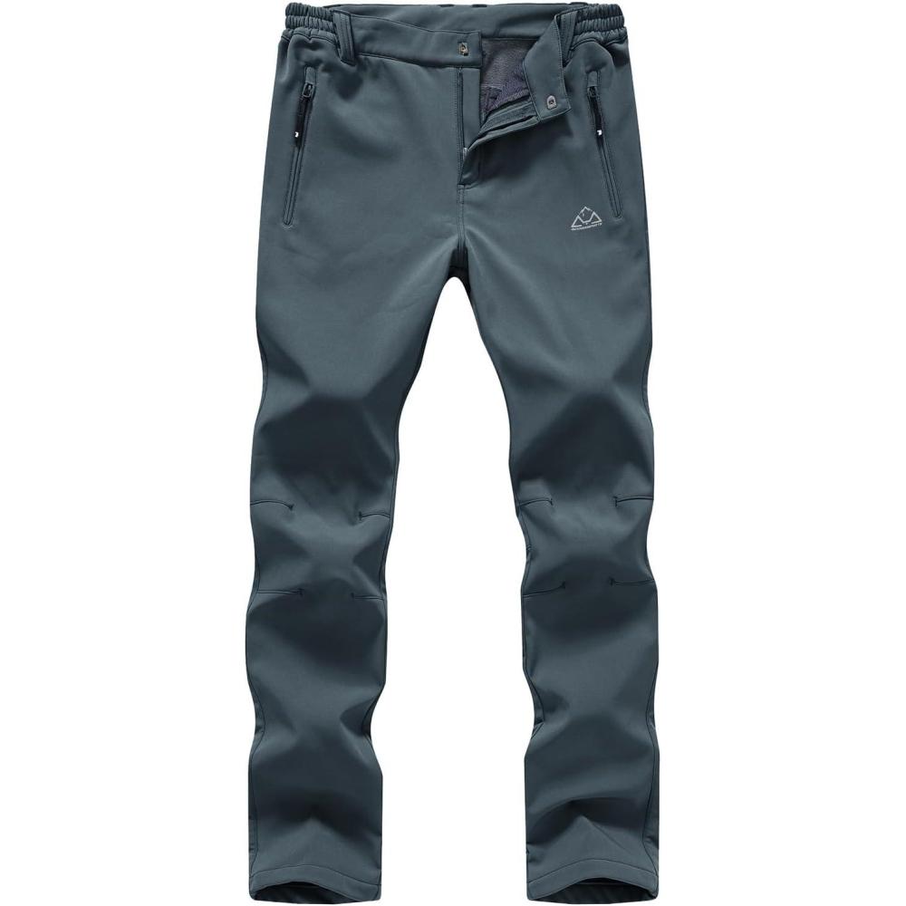 imageTBMPOY Womens Ski Snow Pants Waterproof Windproof Fleece Lined Warm Hiking Insulated Softshell Cargo Pant 4 PocketsCool Grey