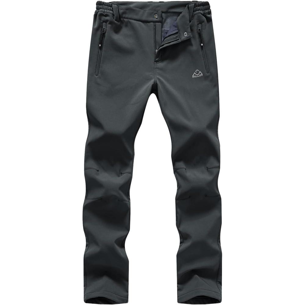 imageTBMPOY Womens Ski Snow Pants Waterproof Windproof Fleece Lined Warm Hiking Insulated Softshell Cargo Pant 4 PocketsDark Grey