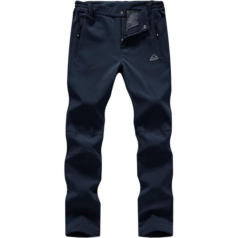 imageTBMPOY Womens Ski Snow Pants Waterproof Windproof Fleece Lined Warm Hiking Insulated Softshell Cargo Pant 4 PocketsNavy