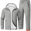 imageTBMPOY Mens Fleece Lined Tracksuits Hooded Sweatsuits 2 Piece Set Winter Casual Warm Up Track Suits Full Zip OutfitsLight Gray