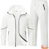 imageTBMPOY Mens Fleece Lined Tracksuits Hooded Sweatsuits 2 Piece Set Winter Casual Warm Up Track Suits Full Zip OutfitsWhite