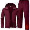 imageTBMPOY Mens Fleece Lined Tracksuits Hooded Sweatsuits 2 Piece Set Winter Casual Warm Up Track Suits Full Zip OutfitsWine Red