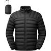 imageTBMPOY Mens Lightweight Packable Puffer Winter Jackets Puffy WaterResistant Bubble Insulated Coat for Travel Ski HikingBlack