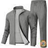 imageTBMPOY Mens Tracksuits Fleece Lined Sweatsuits 2 Piece Set Outfits Warm up Athletic Sports Casual Full Zip Jogging SuitDark Grey