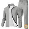 imageTBMPOY Mens Tracksuits Fleece Lined Sweatsuits 2 Piece Set Outfits Warm up Athletic Sports Casual Full Zip Jogging SuitLight Grey