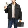 imageTBMPOY Mens Winter Canvas Jacket Thick Sherpa Fleece Lined Trucker Work Utility 5 Pockets Cotton WarmBlack