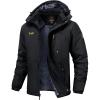 imageTBMPOY Mens Winter Jackets Skiing Waterproof Snow Thick Fleece Lined Hooded Utility Cold Weather Warm Outdoor Ice WorkBlack
