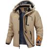imageTBMPOY Mens Winter Jackets Skiing Waterproof Snow Thick Fleece Lined Hooded Utility Cold Weather Warm Outdoor Ice WorkKhaki