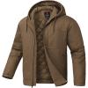 imageTBMPOY Mens Winter Work Jackets Hooded Quilted Lined Workwear Utility 4 Pockets Cotton warm Active CoatsDeep Coffee