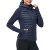 imageTBMPOY Womens Running Winter Jackets with Hood Warm Lightweight Insulated Water Resistant Puffer Jacket for Hiking GolfNavy Blue