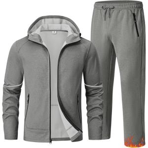 imageTBMPOY Mens Fleece Lined Tracksuits Hooded Sweatsuits 2 Piece Set Winter Casual Warm Up Track Suits Full Zip OutfitsDark Gray