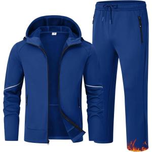 imageTBMPOY Mens Fleece Lined Tracksuits Hooded Sweatsuits 2 Piece Set Winter Casual Warm Up Track Suits Full Zip OutfitsRoyal Blue