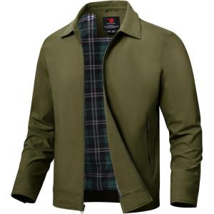 imageTBMPOY Mens Lightweight Jackets Light Windbreaker Full Zip Casual Work Jacket Golf Business Fall Track Coat with PocketsArmy Green