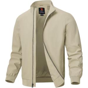 imageTBMPOY Mens Lightweight Jackets Light Windbreaker Full Zip Casual Work Jacket Golf Business Fall Track Coat with PocketsBeige02 Style