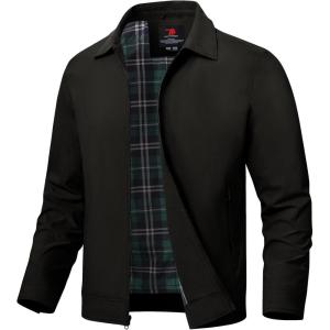 imageTBMPOY Mens Lightweight Jackets Light Windbreaker Full Zip Casual Work Jacket Golf Business Fall Track Coat with PocketsBlack