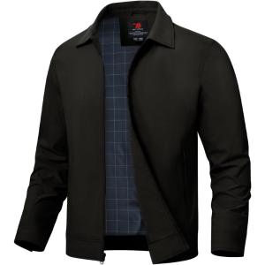 imageTBMPOY Mens Lightweight Jackets Light Windbreaker Full Zip Casual Work Jacket Golf Business Fall Track Coat with PocketsBlackBlue