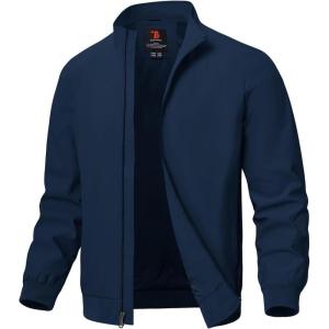 imageTBMPOY Mens Lightweight Jackets Light Windbreaker Full Zip Casual Work Jacket Golf Business Fall Track Coat with PocketsBlue02 Style