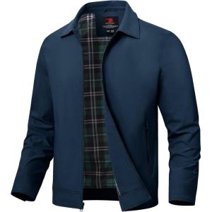 imageTBMPOY Mens Lightweight Jackets Light Windbreaker Full Zip Casual Work Jacket Golf Business Fall Track Coat with PocketsDeep Blue