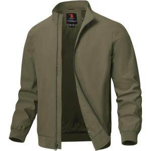 imageTBMPOY Mens Lightweight Jackets Light Windbreaker Full Zip Casual Work Jacket Golf Business Fall Track Coat with PocketsGreen02 Style