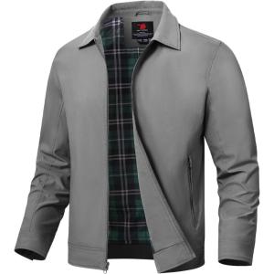 imageTBMPOY Mens Lightweight Jackets Light Windbreaker Full Zip Casual Work Jacket Golf Business Fall Track Coat with PocketsGrey1