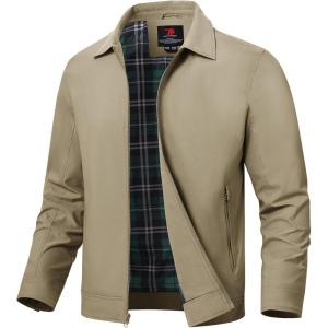 imageTBMPOY Mens Lightweight Jackets Light Windbreaker Full Zip Casual Work Jacket Golf Business Fall Track Coat with PocketsKhaki
