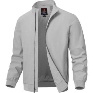 imageTBMPOY Mens Lightweight Jackets Light Windbreaker Full Zip Casual Work Jacket Golf Business Fall Track Coat with PocketsLight Grey02 Style