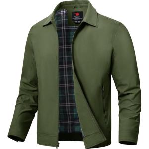 imageTBMPOY Mens Lightweight Jackets Light Windbreaker Full Zip Casual Work Jacket Golf Business Fall Track Coat with PocketsPine Green
