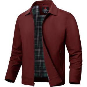 imageTBMPOY Mens Lightweight Jackets Light Windbreaker Full Zip Casual Work Jacket Golf Business Fall Track Coat with PocketsRed