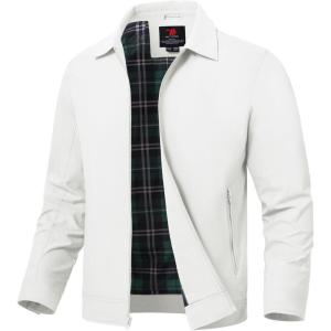 imageTBMPOY Mens Lightweight Jackets Light Windbreaker Full Zip Casual Work Jacket Golf Business Fall Track Coat with PocketsWhite1
