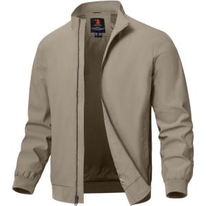imageTBMPOY Mens Lightweight Jackets Light Windbreaker Full Zip Casual Work Jacket Golf Business Fall Track Coat with PocketsYellow02 Style