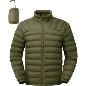 imageTBMPOY Mens Lightweight Packable Puffer Winter Jackets Puffy WaterResistant Bubble Insulated Coat for Travel Ski HikingArmy Green