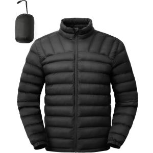imageTBMPOY Mens Lightweight Packable Puffer Winter Jackets Puffy WaterResistant Bubble Insulated Coat for Travel Ski HikingBlack