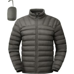 imageTBMPOY Mens Lightweight Packable Puffer Winter Jackets Puffy WaterResistant Bubble Insulated Coat for Travel Ski HikingDark Grey