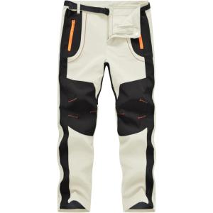 imageTBMPOY Mens Snow Ski Hiking Pants Waterproof Winter Fleece Lined Pants Camping Skiing Ice Fishing Pants with BeltA1thick White Grey