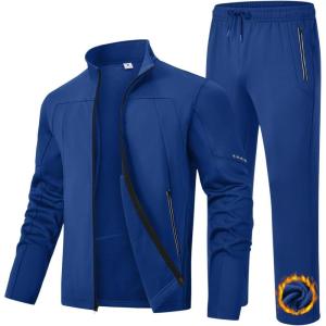 imageTBMPOY Mens Tracksuits Fleece Lined Sweatsuits 2 Piece Set Outfits Warm up Athletic Sports Casual Full Zip Jogging SuitRoyal Blue