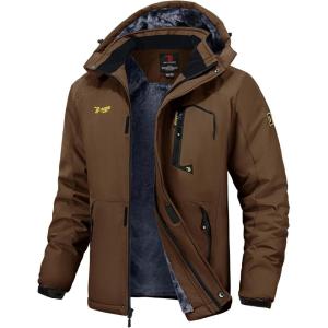 imageTBMPOY Mens Winter Jackets Skiing Waterproof Snow Thick Fleece Lined Hooded Utility Cold Weather Warm Outdoor Ice WorkCoffee