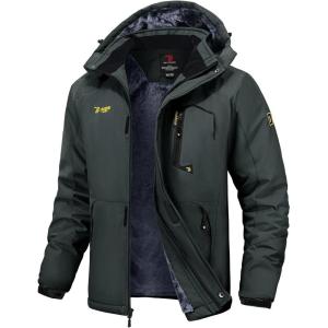imageTBMPOY Mens Winter Jackets Skiing Waterproof Snow Thick Fleece Lined Hooded Utility Cold Weather Warm Outdoor Ice WorkDeep Gray