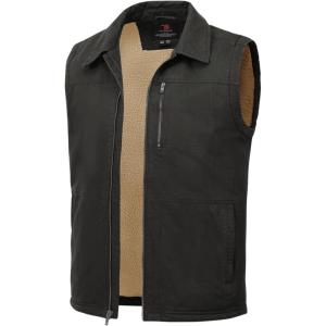 imageTBMPOY Mens Winter Vest Casual Sherpa Fleece lined Full Zip Lightweight Vest Outerwear Warm Cotton Travel JacketsDeep Gray