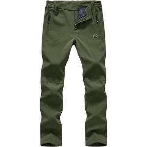imageTBMPOY Womens Ski Snow Pants Waterproof Windproof Fleece Lined Warm Hiking Insulated Softshell Cargo Pant 4 PocketsArmy Green