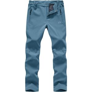 imageTBMPOY Womens Ski Snow Pants Waterproof Windproof Fleece Lined Warm Hiking Insulated Softshell Cargo Pant 4 PocketsStone Blue