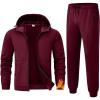 imageTBMPOY Mens Fleece Lined Hooded Tracksuits Sweatsuits 2 Piece Sets Winter Thermal Jogging Track Sweat Suits Warm Up OutfitsWine Red